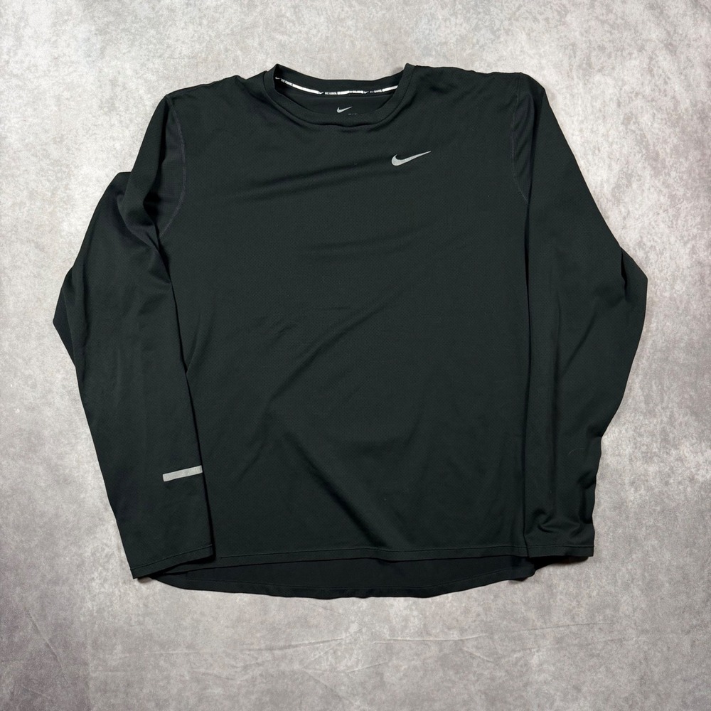 Nike Running Dri-FIT Shirt Mens XL Black Long Sleeve Training Top Activewear